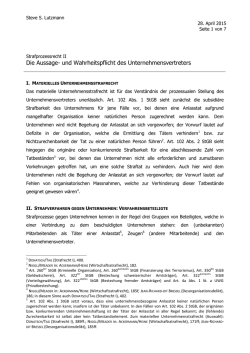 Die Aussage- und Wahrheitspflicht des Unternehmensvertreters