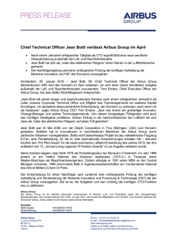 Chief Technical Officer Jean Botti verlässt Airbus Group im April