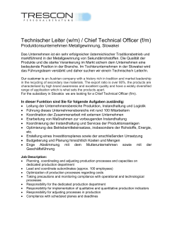 Technischer Leiter (w/m) / Chief Technical Officer (f/m)