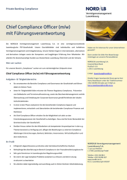 Chief Compliance Officer (m/w) mit Führungsverantwortung