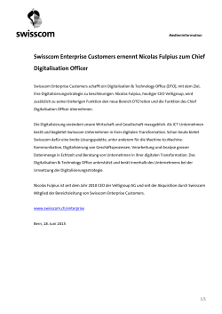 Swisscom Enterprise Customers ernennt Nicolas Fulpius zum Chief
