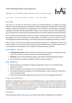 Chief Marketing Officer (w/m) gesucht! - ITAS-med