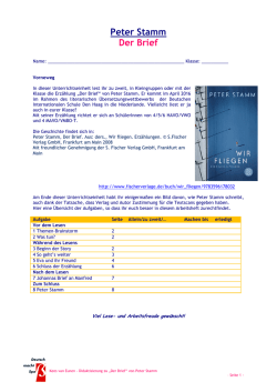 Peter Stamm Der Brief - Deutsche Internationale Schule Den Haag
