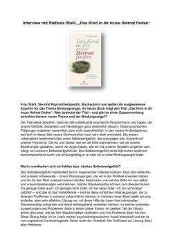 Interview mit Stefanie Stahl, &bdquo;Das Kind in dir muss Heimat finden&ldquo;