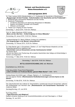 Jahresprogramm 2016 - Heimat- und Geschichtsverein Mainz