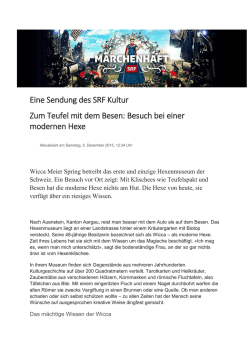 Eine Sendung des SRF Kultur Zum Teufel mit dem Besen: Besuch