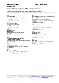 H&ouml;rspiel-Vorschau M&auml;rz/ April 2016