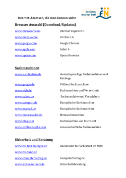 Internet-Adressen, die man kennen sollte Browser Auswahl