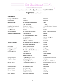 Repertoire, Stand: 02/2016