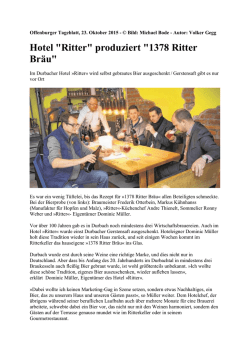 Hotel "Ritter" produziert "1378 Ritter Br&auml;u" - Markus