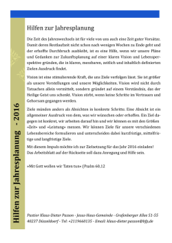 Hilfe zur Jahresplanung 2016