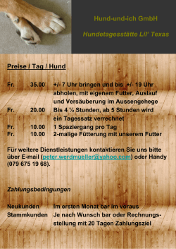 Preise / Tag / Hund Hund-und-ich GmbH Hundetagesstätte Lil` Texas