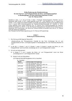 Dritte &Auml;nderung der Studienordnung f&uuml;r das Fach Ur