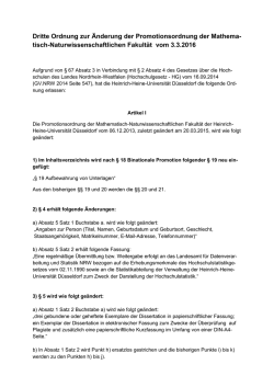 Dritte Ordnung zur &Auml;nderung der Promotionsordnung der Mathema