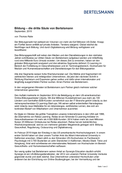 Bildung &ndash; die dritte S&auml;ule von Bertelsmann