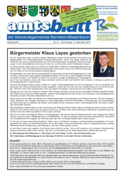 Bürgermeister Klaus Layes gestorben - Ramstein