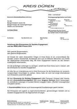 Der Landrat An die Bürgermeisterin sowie die Bürgermeister der