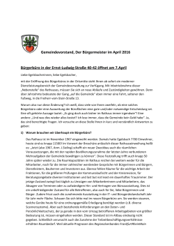 Gemeindevorstand, Der Bürgermeister im April 2016 Bürgerbüro in