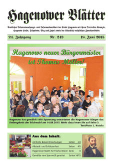 Hagenows neuer B&uuml;rgermeister ist Thomas M&ouml;ller! Hagenows