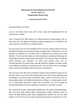 Haushaltsrede 2016 von B&uuml;rgermeister Werner Peitz