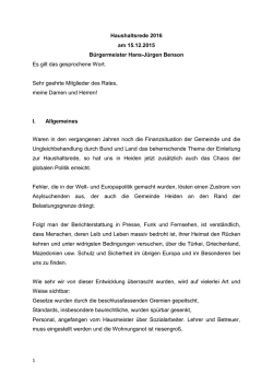 Haushaltsrede 2016 am 15.12.2015 B&uuml;rgermeister Hans