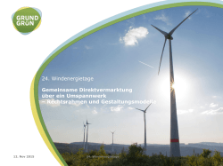 24. Windenergietage Gemeinsame Direktvermarktung über ein