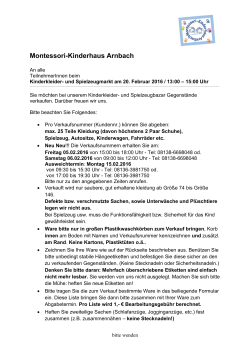 InfolisteFruehjahr2016 - Montessori Kinderhaus Arnbach