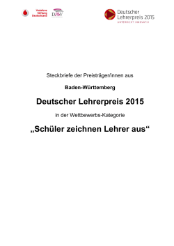 Baden-Württemberg Deutscher Lehrerpreis 2015