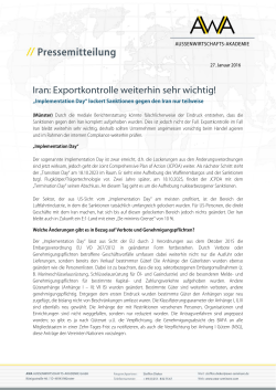 Iran: Exportkontrolle weiterhin sehr wichtig!