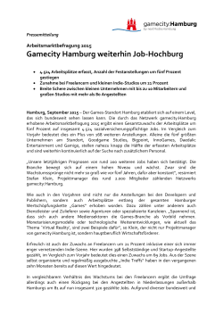 Gamecity Hamburg weiterhin Job-Hochburg