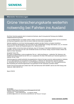 Gr&uuml;ne Versicherungskarte weiterhin notwendig bei Fahrten ins