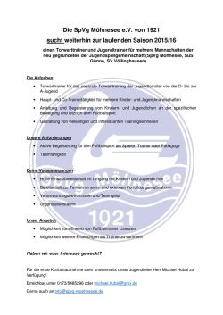 Die SpVg M&ouml;hnesee e.V. von 1921 sucht weiterhin zur laufenden