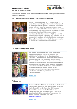 Newsletter 01/2015 - Oldenburgische Landschaft
