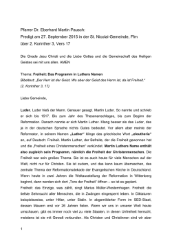Predigt zum Thema: Freiheit: Das Programm in