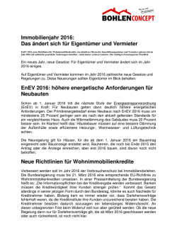 Immobilienjahr 2016: Das ändert sich für Eigentümer und Vermieter