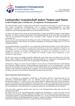 Liebenzeller Gemeinschaft &auml;ndert Namen und Status
