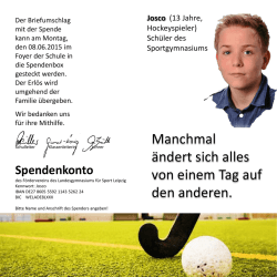 Manchmal ändert sich alles von einem Tag auf den anderen.