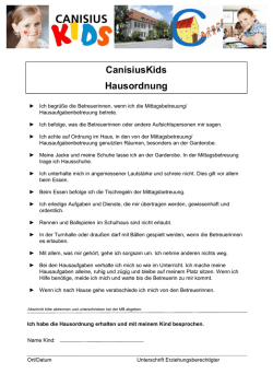 Hausordnung - Elterninitiative Canisius Kids