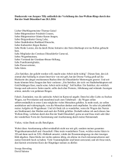 Jacques Tillys Dankesrede anl&auml;sslich der