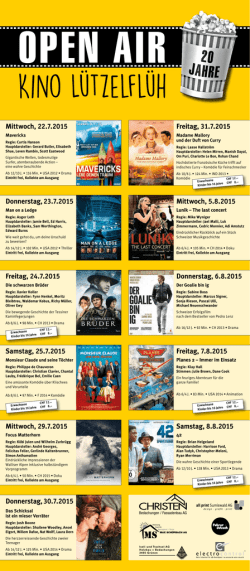 Donnerstag, 6.8.2015 - Open Air Kino L&uuml;tzelfl&uuml;h