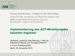 Implementierung des ACP-Modellprojekts beizeiten begleiten