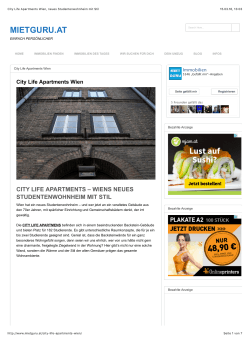 City Life Apartments Wien, neues Studentenwohnheim mit Stil