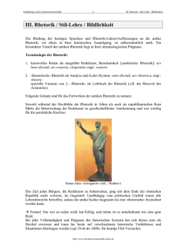 III. Rhetorik / Stil-Lehre / Bildlichkeit