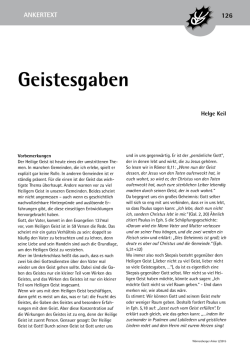 Geistesgaben - W&ouml;rnersberger Anker