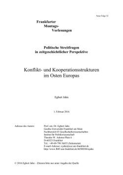 Konflikt- und Kooperationsstrukturen im Osten Europas