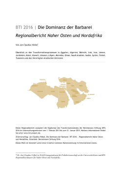 BTI 2016 Regionalbericht Naher Osten und Nordafrika