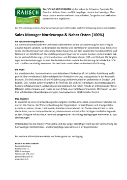 Sales Manager Nordeuropa & Naher Osten (100%)