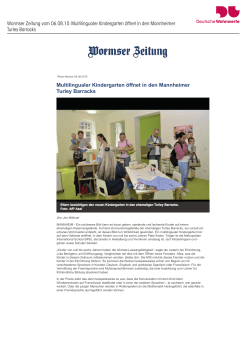 Wormser Zeitung vom 06.08.15: Multilingualer Kindergarten öffnet in