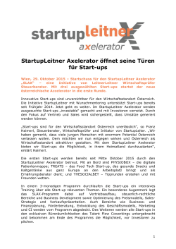 StartupLeitner Axelerator öffnet seine Türen für Start-ups