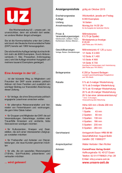 Eine Anzeige in der UZ &hellip; wird gelesen! www.unsere